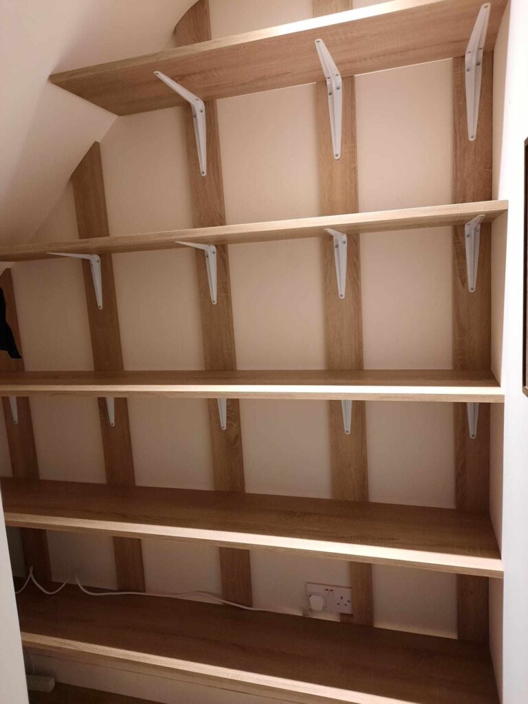 Shelves to increase space in a pantry