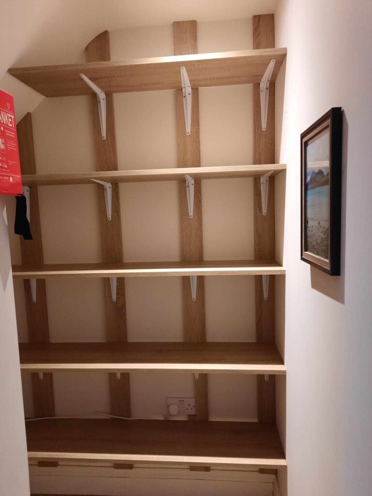 Shelves in an empty pantry